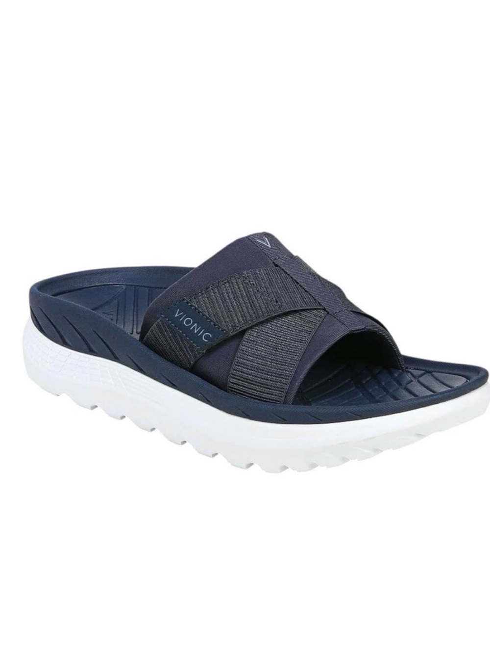 Vionic Rebound Recovery Platform Arch Support Adjustable Navy Slide Sandals 9.5